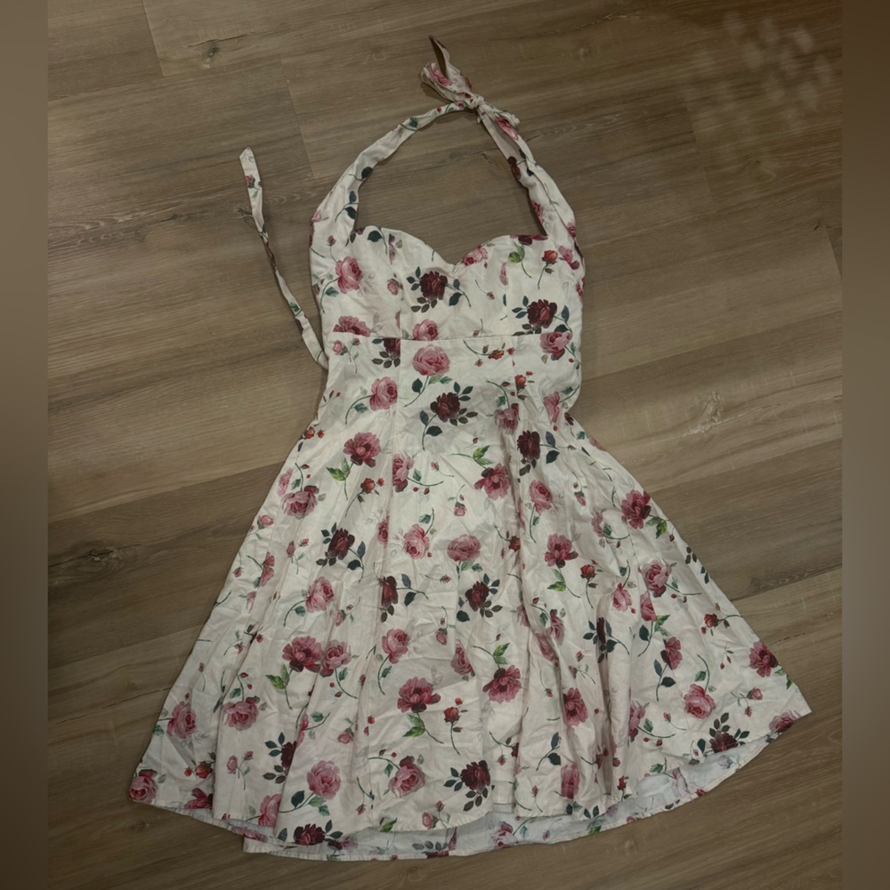 White and Pink Halter Sundress for Weddings